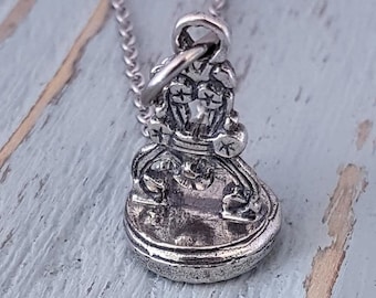 BEE Wax Seal Stamper Necklace Bee Necklace Silver Bee Jewelry Insect Necklace Silver Insect Pendant, Gift for Bee Keeper  Usable Seal Stamp