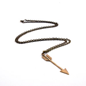 Long Bronze Arrow Necklace: Simple Bronze Jewelry