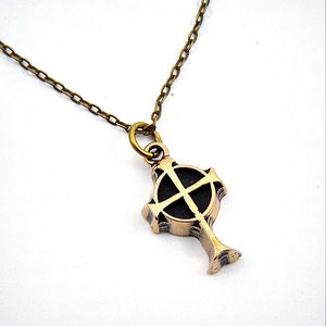 Handcrafted Tiny Celtic Cross Necklace in Solid Bronze Pendant with matching Antique Bronze Chain