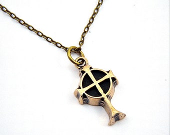 Collier croix pendentif croix bronze massif