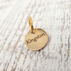 Gold Brass Bridle Tag – 20 mm Circle - Solid Brass Gold – Double Sided – Horse Tack Tag with Logo –Engraved Personalized Equestrian Gift