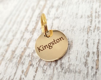 Gold Messing Trense Anhänger - 20 mm Kreis - Massivem Messing Gold - Doppelseitig - Tack Tag mit Logo - Gravur - personalisiertes Geschenk