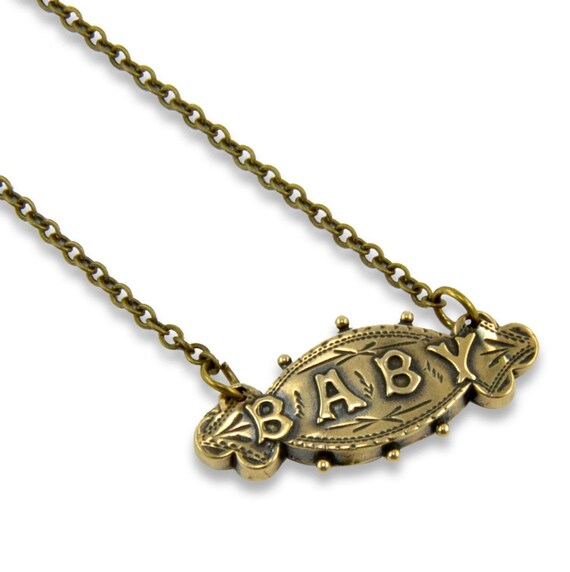 Victorian Baby Necklace New Mom Necklace Bronze Etsy