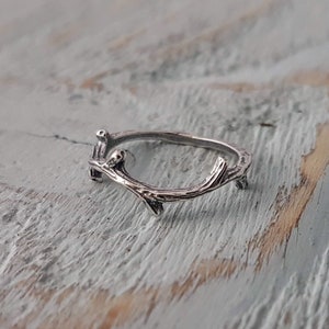 Twig Wrap Ring in Solid Hand Cast 925 Sterling Silver Woodland Jewelry Gift for Nature Lover image 7