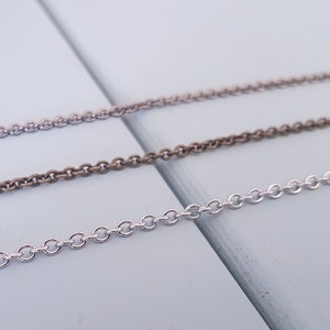 Replacement Chain, Replacement Necklace, Chain Only, 2mm Soldered Link, 16 to 32 Inches, Gunmetal, Antique Bronze, Silver Stainless Steel image 2