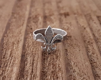 Sterlingzilveren fleur de lis-ring - Franse leliesieraden, maat 6