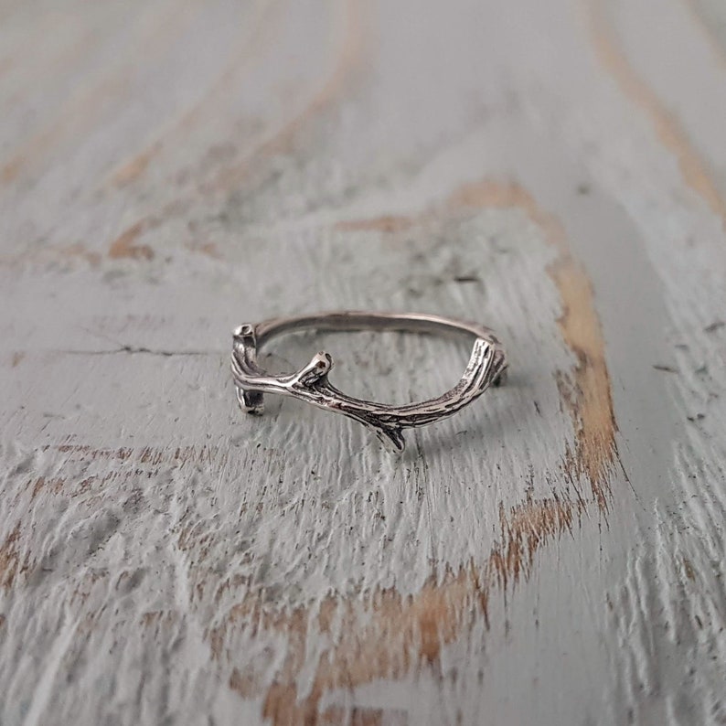 Twig Wrap Ring in Solid Hand Cast 925 Sterling Silver Woodland Jewelry Gift for Nature Lover image 4