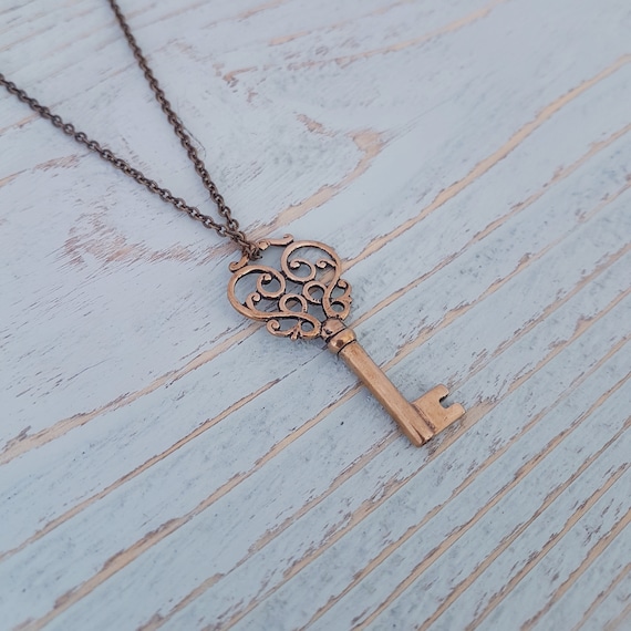 Sterling Silver Victorian Detailed Fancy Large Key Pendant