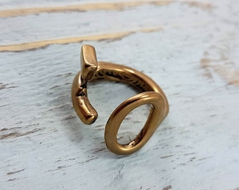 Bronze Skeleton Key Bypass Adjustable Ring - Gwen Delicious Jewelry Design