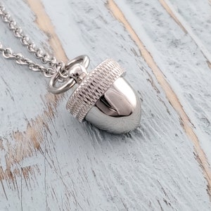 Silver Acorn Necklace - Acorn with a Secret - Fall Fashion - Capsule Container, Secret Pendant, Multiple Chain Lengths Available