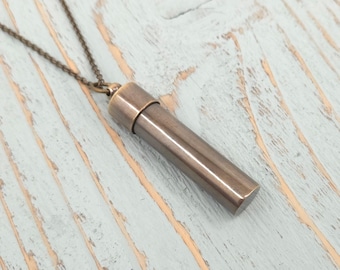 Secret Message Brass Necklace - Letter Capsule Container Secret Stash - Personalised  Pendant - Multiple Chain lengths Available