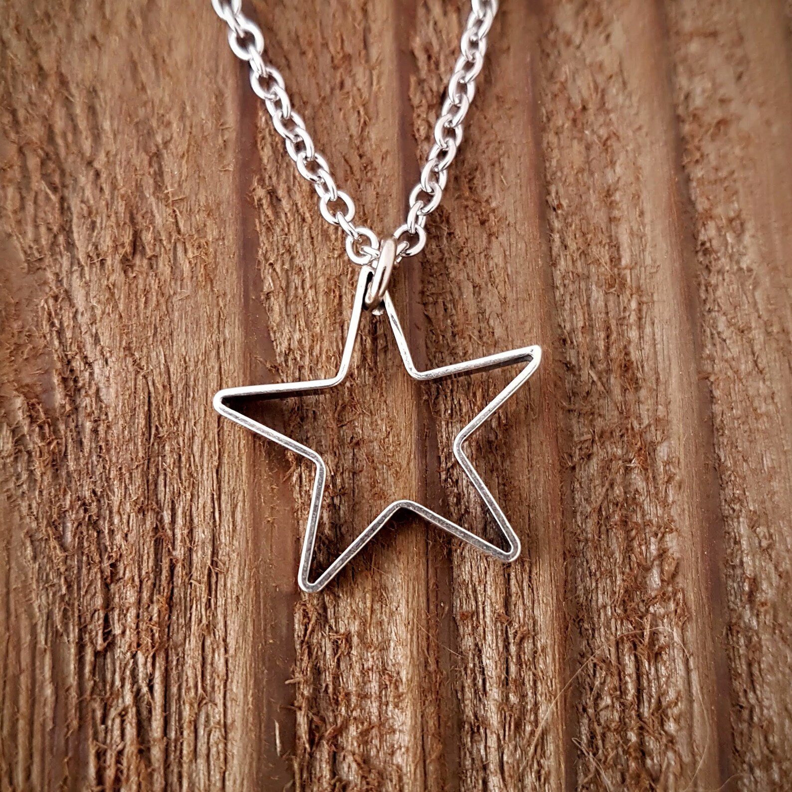 Silver Star Necklace Simple Star Outline Necklace Dainty - Etsy