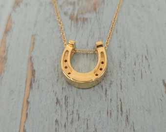 Hufeisen Halskette Sterling Silber Anhänger: Reiter Glück Symbol, Minimalistisches Design (handgefertigt, kundenspezifische Ketten Optionen)