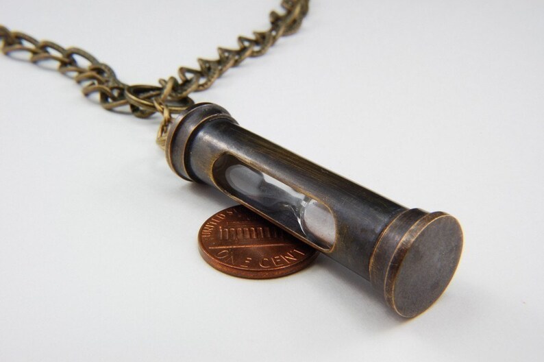 Brass Hour Glass Sand Timer Pendant Necklace Steam Punk Etsy