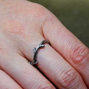 Twig Wrap Ring in Solid Hand Cast 925 Sterling Silver Woodland Jewelry Gift for Nature Lover image 5