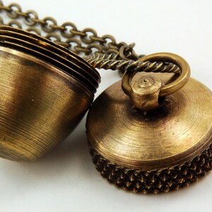 Acorn Necklace An Acorn with a Secret Capsule Container Pendant Necklace Solid Antique Brass Multiple Chain Lengths image 3