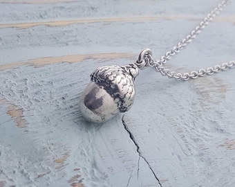 Acorn Pendant Necklace: Detailed Sterling Silver Charm - Woodland Jewelry, Gift for Her, Fall Accessory