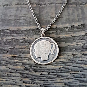 Girl Silhouette Charm Pendant Necklace in Solid 925 Sterling Silver Matching Silver Chain Mom Daughter Jewelry Gift image 2