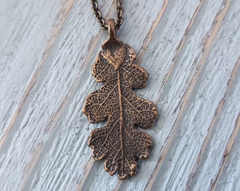 Collier feuille véritable - Feuille de chêne - Bijoux naturels - Bijoux nature - Pendentif feuille d'or - Mode automne - Cadeau pour maman - Cadeau petite amie