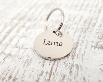 Trensenanhänger mit individueller Gravur – Edelstahl – 20 mm Kreis – doppelseitig – Zaumzeug Anhänger mit Logo – personalisierte Trensenzaumzeug-ID