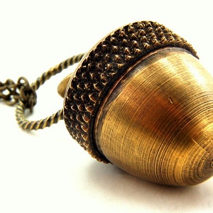 Acorn Necklace An Acorn with a Secret Capsule Container Pendant Necklace Solid Antique Brass Multiple Chain Lengths image 2