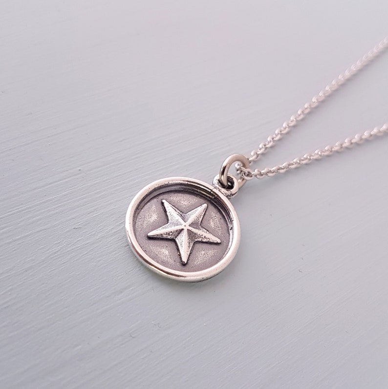 Silver Star Necklace, Custom Text Necklace, Personalized Silver Necklace, Star Jewelry, Gift for Girl, Birthday Gift for Her, Simple Star image 2