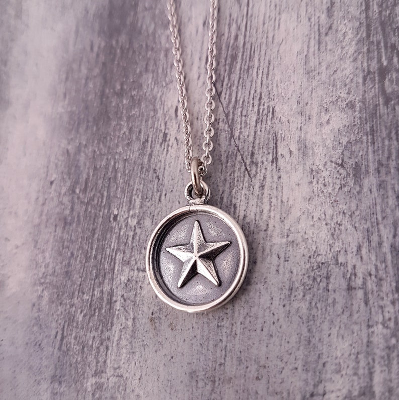 Silver Star Necklace, Custom Text Necklace, Personalized Silver Necklace, Star Jewelry, Gift for Girl, Birthday Gift for Her, Simple Star image 1