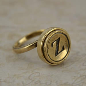 Personalized Bronze Typewriter Key Ring - Initial Ring