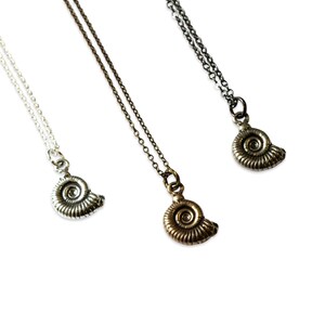 Silver Ammonite Fossil Necklace Tiny Fossil Necklace, Fossil Necklace, Ammonites Charm, Dinosaur Fossil Jewelry, Nautilus Necklace image 5