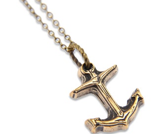 Tiny Anchor Necklace - Bronze Necklace