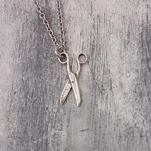 Scissors Necklace - Silver Bronze Scissors Necklace, Scissor Necklace, Cosmetologist Gift , Sewing Gift, Gift for Hair Stylist