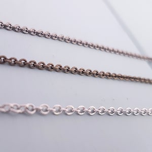 Cadena de repuesto, collar de repuesto, solo cadena, eslabón soldado de 2 mm, de 16 a 32 pulgadas, bronce de cañón, bronce antiguo, acero inoxidable plateado