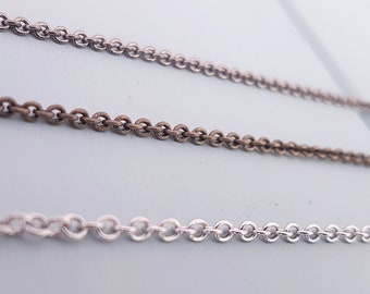 Replacement Chain, Replacement Necklace, Chain Only, 2mm Soldered Link, 16 to 32 Inches, Gunmetal, Antique Bronze, Silver Stainless Steel