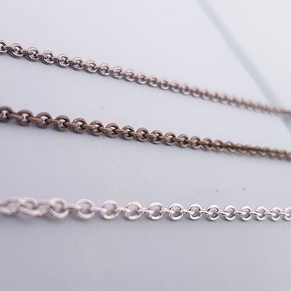 Replacement Chain, Replacement Necklace, Chain Only, 2mm Soldered Link, 16  to 32 Inches, Gunmetal, Antique Bronze, Silver Stainless Steel 
