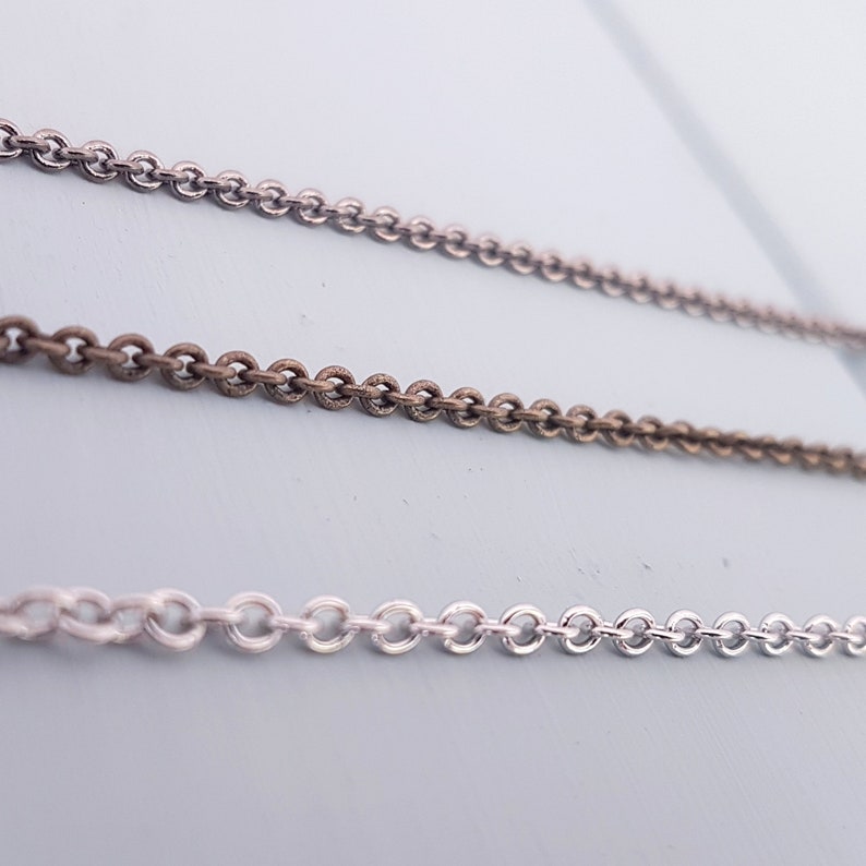 Replacement Chain, Replacement Necklace, Chain Only, 2mm Soldered Link, 16 to 32 Inches, Gunmetal, Antique Bronze, Silver Stainless Steel image 1