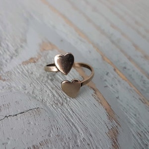 Double Heart Ring Solid Sterling Silver Adjustable - Etsy