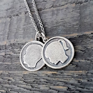 Girl Silhouette Charm Pendant Necklace in Solid 925 Sterling Silver Matching Silver Chain Mom Daughter Jewelry Gift image 3