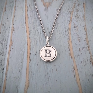 Silver Letter B Necklace, Initial B Charm, Letter B Pendant, B Jewelry, Necklace with Letter Pendant, Custom Engraved Letter Necklace