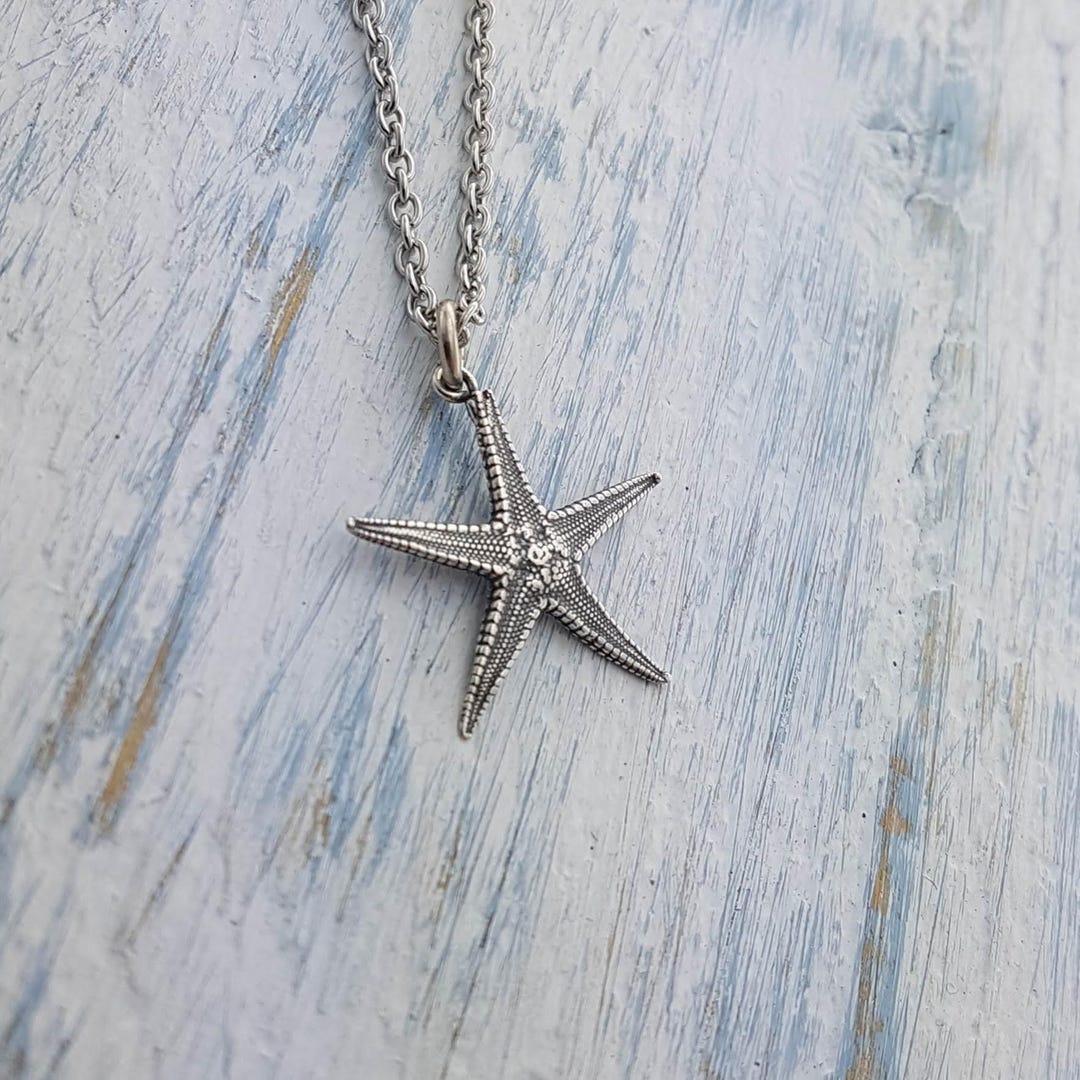 Sterling Silver Starfish Charm Necklace Cast From a Real Star Fish ...