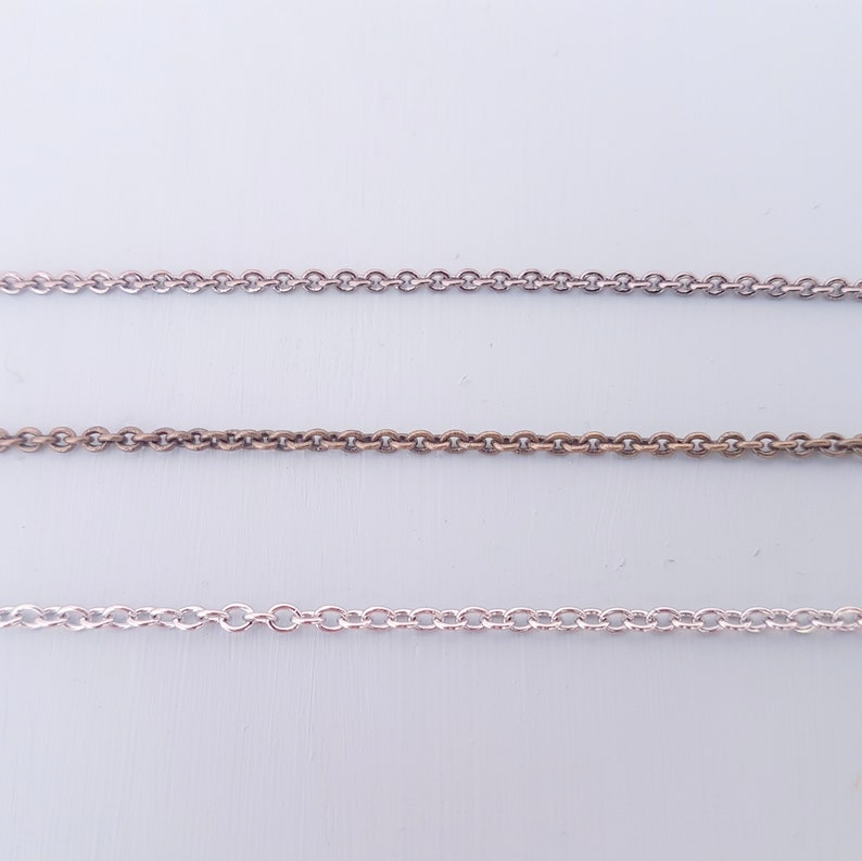 Replacement Chain, Replacement Necklace, Chain Only, 2mm Soldered Link, 16 to 32 Inches, Gunmetal, Antique Bronze, Silver Stainless Steel image 6