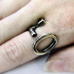 Bronze Skeleton Key Bypass Adjustable Ring Gwen Delicious Jewelry Design image 4