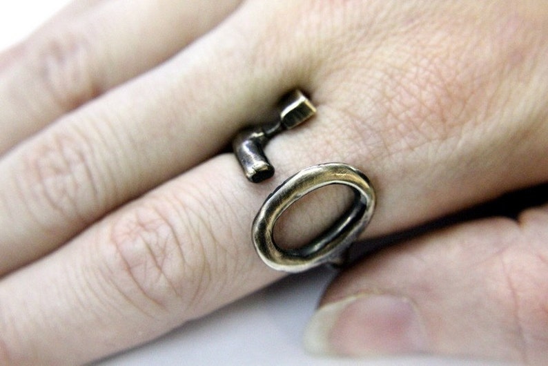 Bronze Skeleton Key Bypass Adjustable Ring Gwen Delicious Jewelry Design image 4