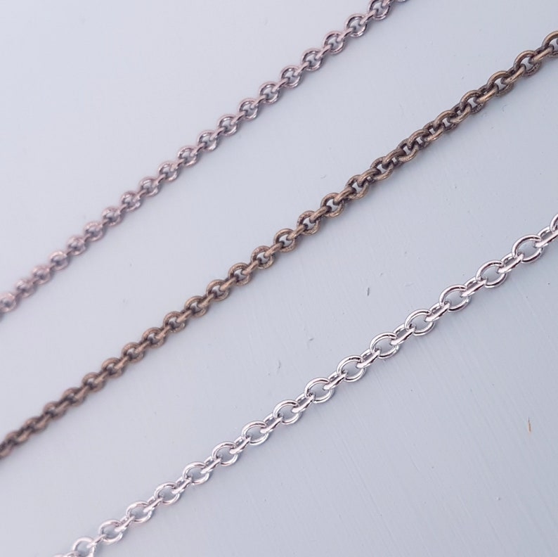 Replacement Chain, Replacement Necklace, Chain Only, 2mm Soldered Link, 16 to 32 Inches, Gunmetal, Antique Bronze, Silver Stainless Steel image 3