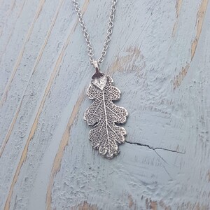 sterling silver oak leaf necklace, forest necklace, gift for hiker, leaf jewelry, arborist gift, gardener jewelry, sterling silver jewelry image 3
