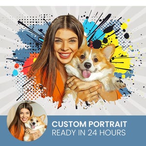 Custom Pet Pop Art Portrait from Photo – Personalized Pop Art Style Digital Illustration, Unique Gift for Pet Lovers, Couples, and Family