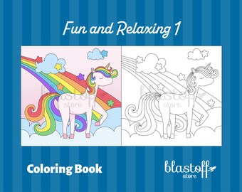 Adventure Animal Coloring Pages PDF – 6 Printable Fantasy Scenes with Unicorn, Pirates, Balloon & More | Fun Kids Art Book | Relaxing Book