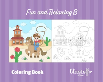 Cute Animal Coloring Pages for Kids – 6 Fun PDF Sheets with Reindeer, Dino, Owl, Cowboy Cat, Winter Scene, Forest Friends | Digital Download