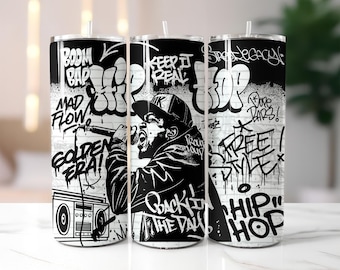Hip Hop Graffiti Tumbler Wrap PNG | Golden Era Rap Design | 20oz Skinny Cup Sublimation Tumbler Wrap Digital Download