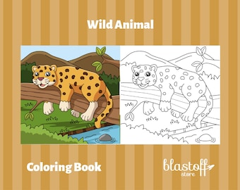 Wild Animal Coloring Pages PDF – 6 Printable Jungle Sheets for Kids | Lion, Tiger, Leopard, Monkey & Owl | Fun Safari Art | Instant Download