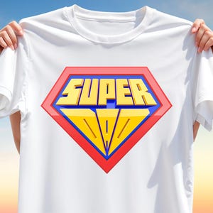 Super Dad T-Shirt Design PNG – Bold Comic Style Sublimation Print for Father&#39;s Day, Super Hero Dad Clipart, Instant Digital Download
